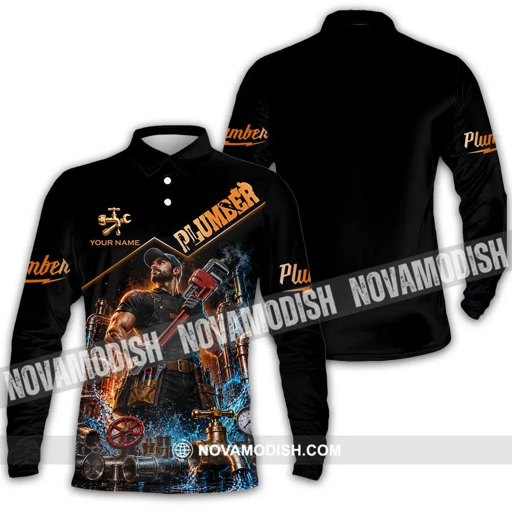 Unisex Shirt - Custom Plumber Shirt - Long Sleeve Polo / S - T-shirt