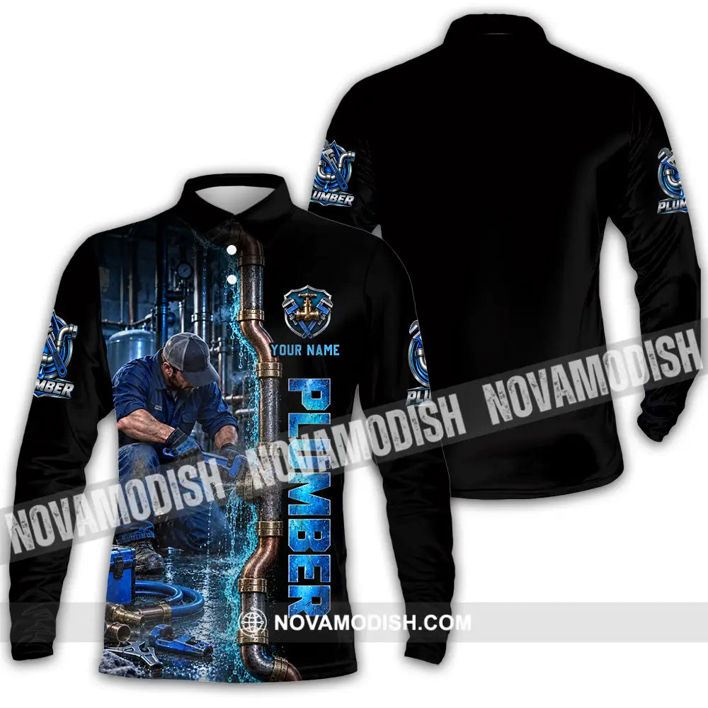 Unisex Shirt - Custom Plumber Shirt - Long Sleeve Polo / S - T-shirt
