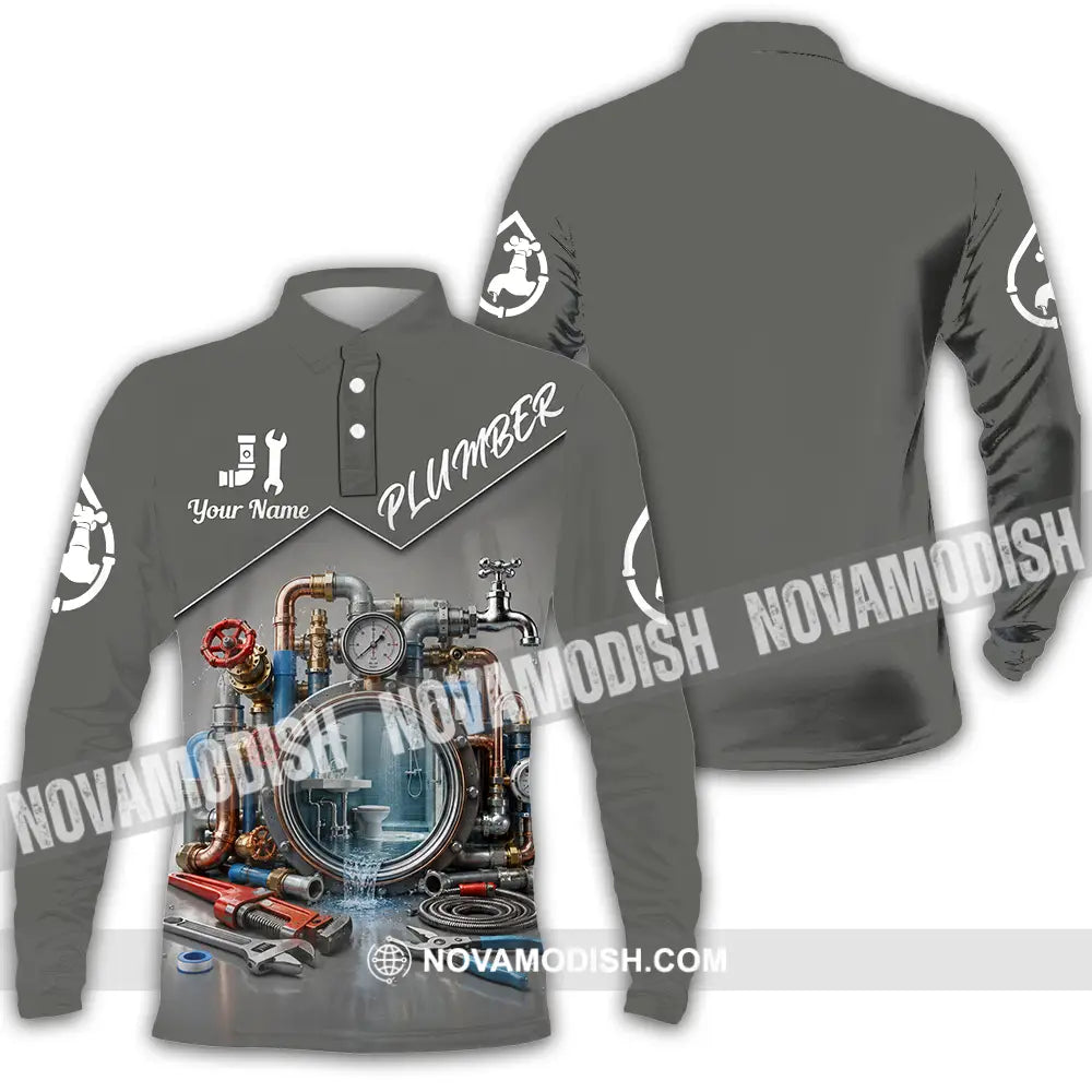 Unisex Shirt - Custom Plumber Shirt - Long Sleeve Polo / S - T-shirt