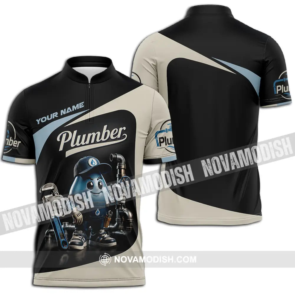 Unisex Shirt - Custom Plumber Shirt - Zipper Polo Shirt / S - T-shirt