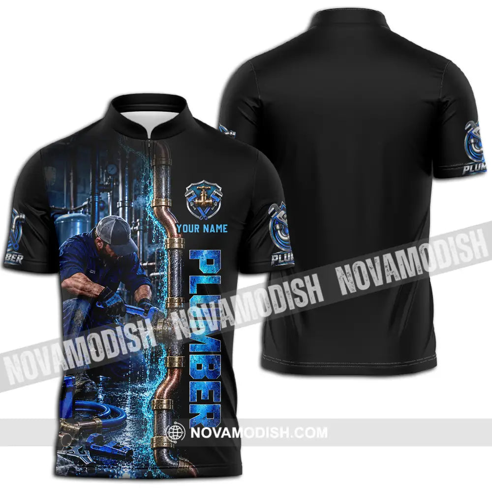 Unisex Shirt - Custom Plumber Shirt - Zipper Polo Shirt / S - T-shirt