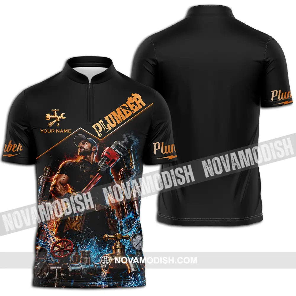 Unisex Shirt - Custom Plumber Shirt - Zipper Polo Shirt / S - T-shirt
