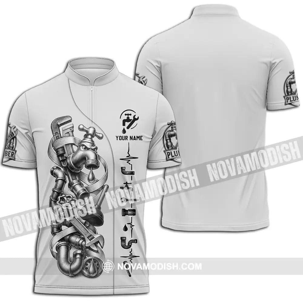 Unisex Shirt - Custom Plumber Shirt - Zipper Polo Shirt / S - T-shirt