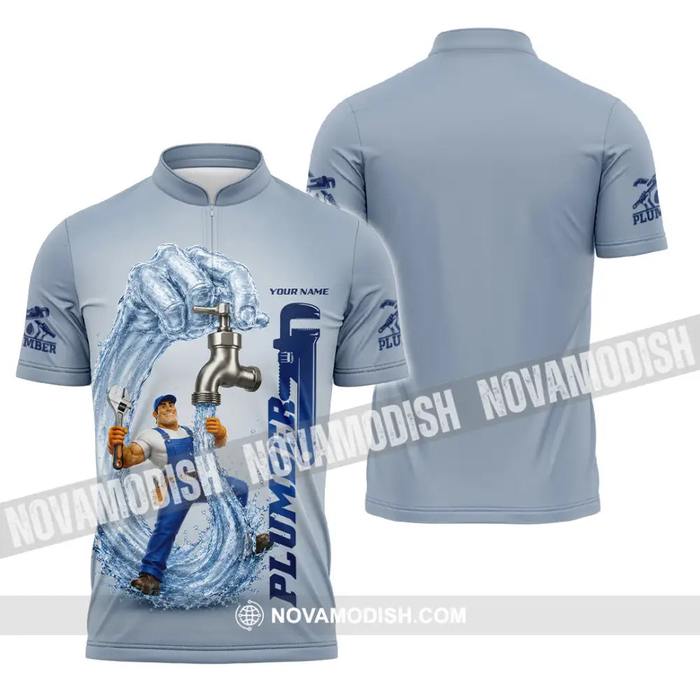 Unisex Shirt - Custom Plumber Shirt - Zipper Polo Shirt / S - T-shirt