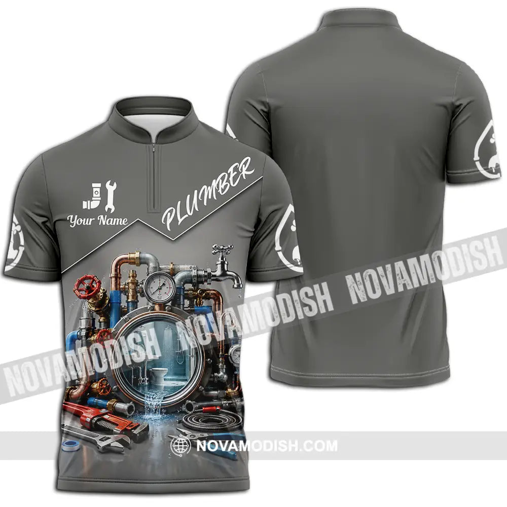 Unisex Shirt - Custom Plumber Shirt - Zipper Polo Shirt / S - T-shirt