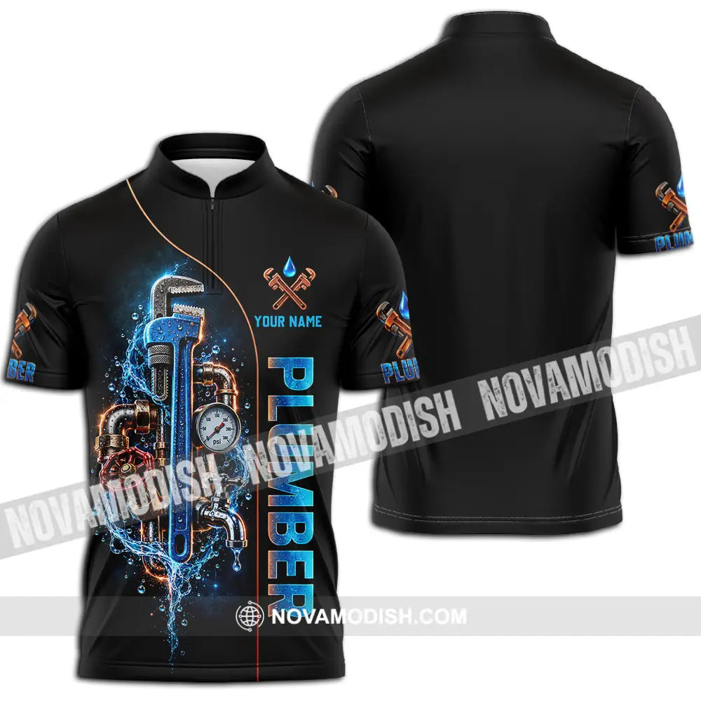 Unisex Shirt - Custom Plumber Shirt - Zipper Polo Shirt / S - T-shirt