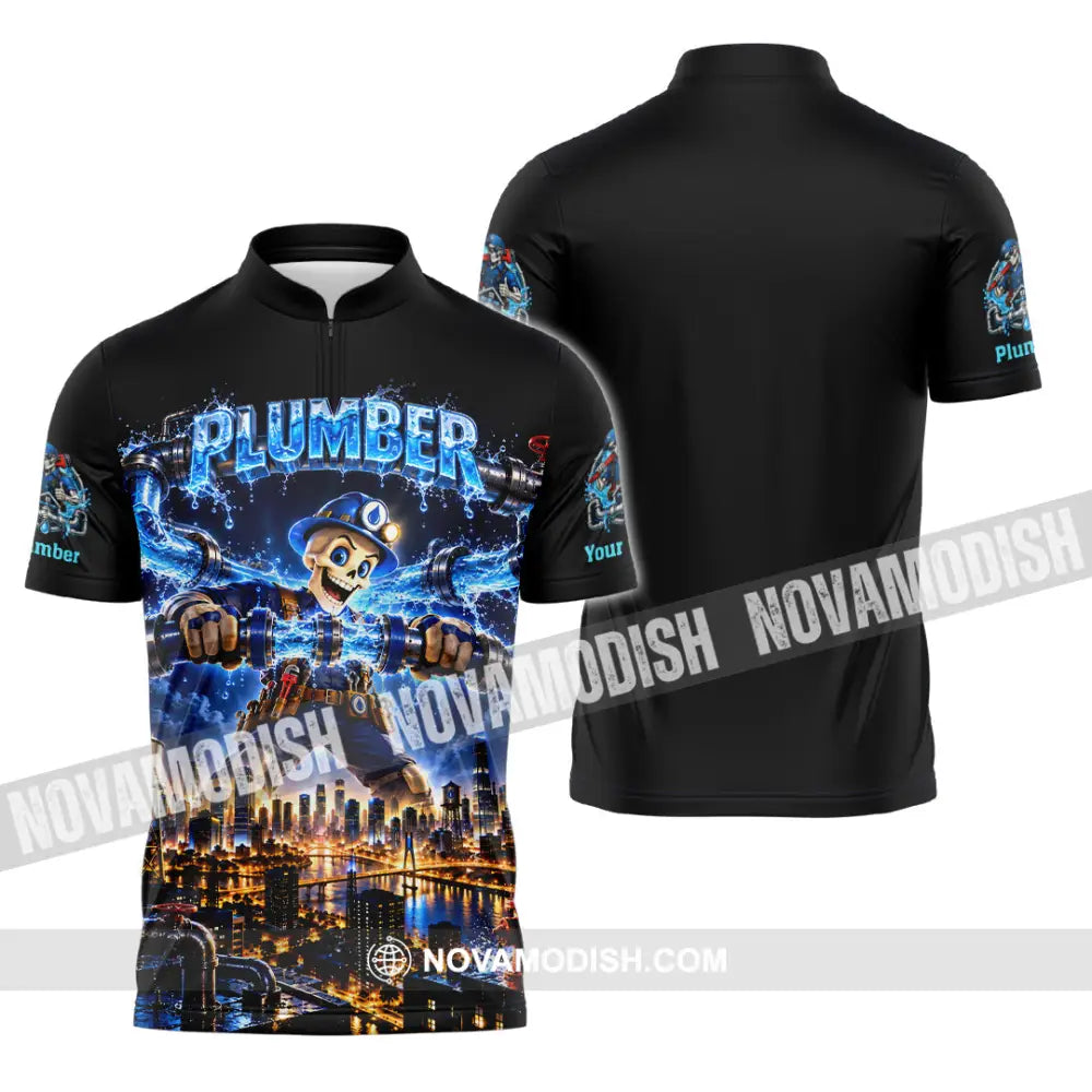 Unisex Shirt - Custom Plumber Shirt - Zipper Polo Shirt / S - T-shirt