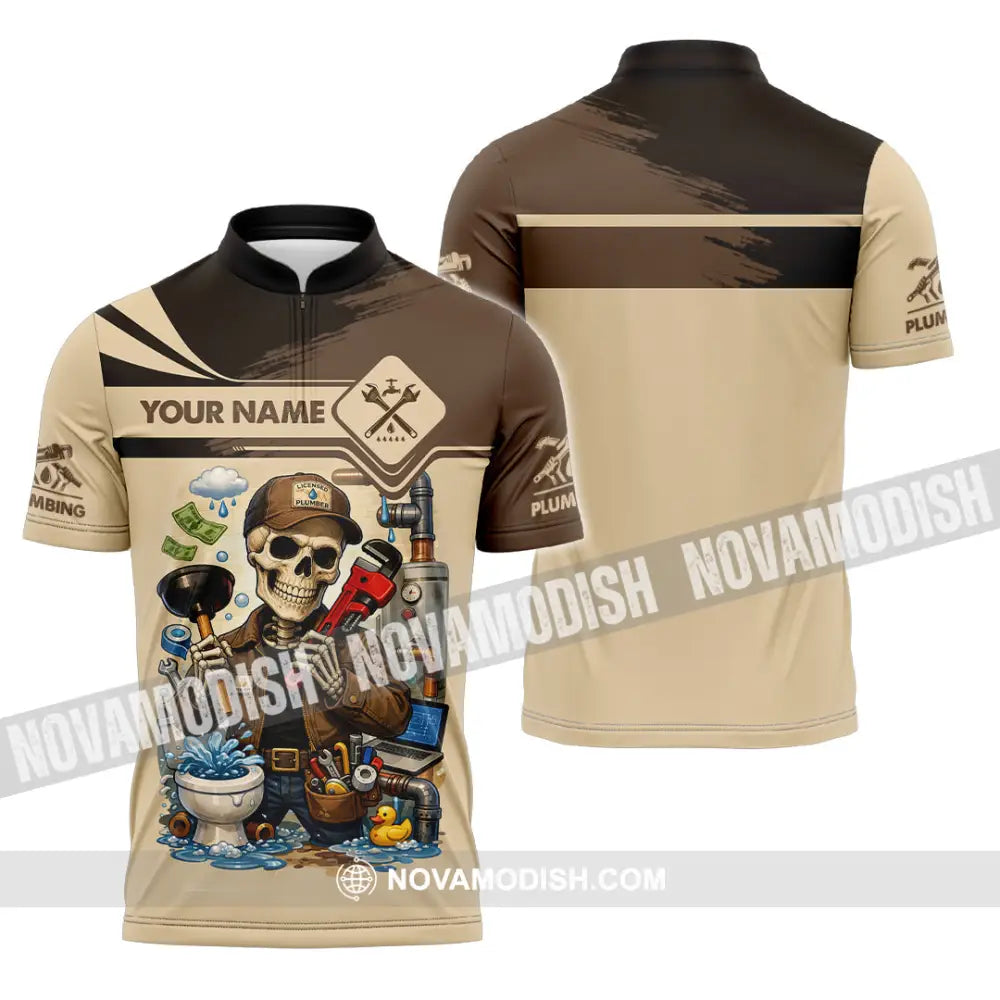 Unisex Shirt - Custom Plumbing Shirt - Zipper Polo Shirt / S - T-shirt