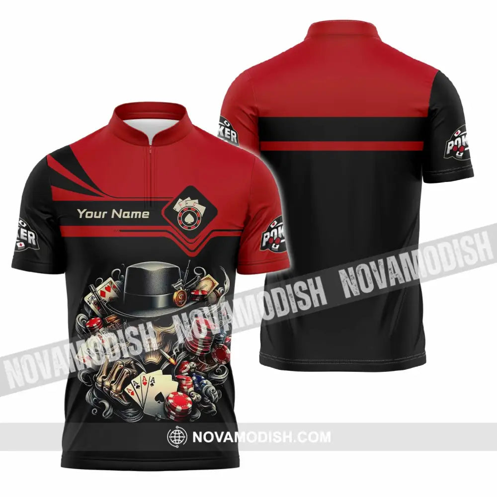 Unisex Shirt - Custom Poker 3D Shirt Zipper Polo Shirt / S T-shirt