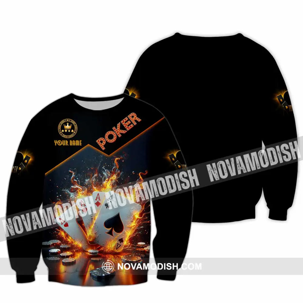 Unisex Shirt - Custom Poker Four Of Aces Card Lover Shirt Long Sleeve / S T-shirt