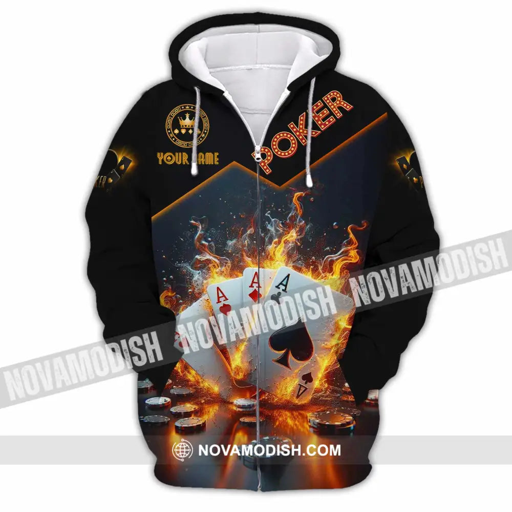 Unisex Shirt - Custom Poker Four Of Aces Card Lover Shirt Zipper Hoodie / S T-shirt