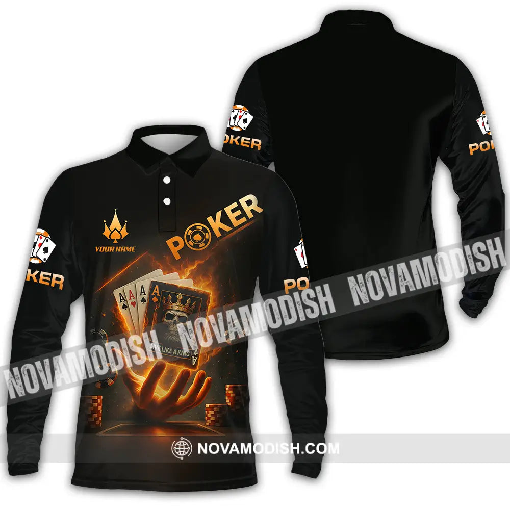 Unisex Shirt - Custom Poker Shirt Long Sleeve Polo / S T-shirt
