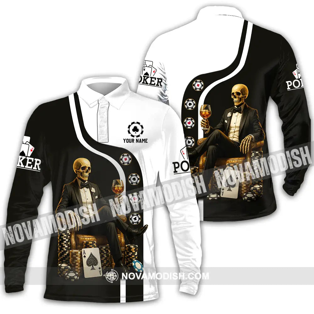 Unisex Shirt - Custom Poker Shirt Long Sleeve Polo / S T-shirt