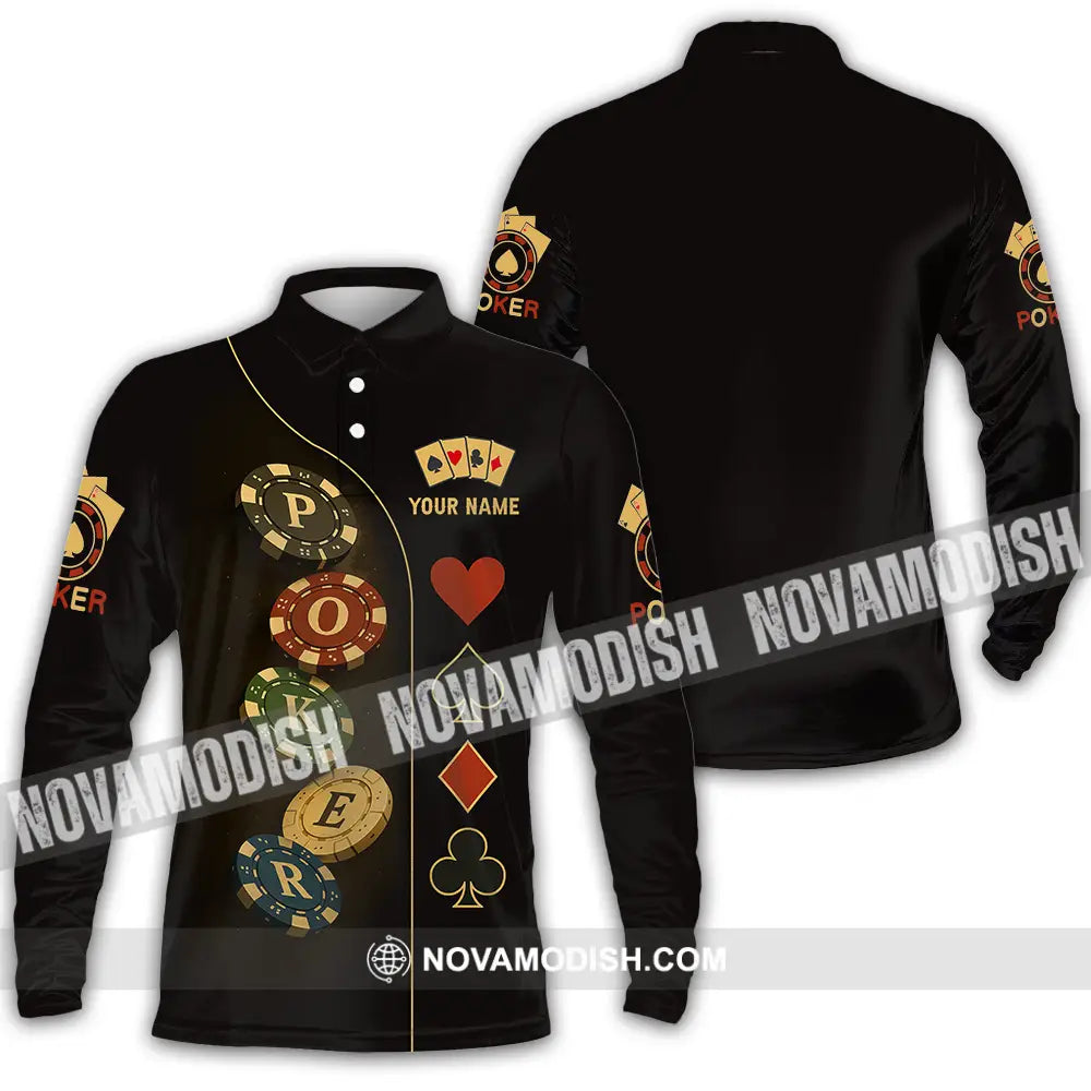 Unisex Shirt - Custom Poker Shirt Long Sleeve Polo / S T-shirt