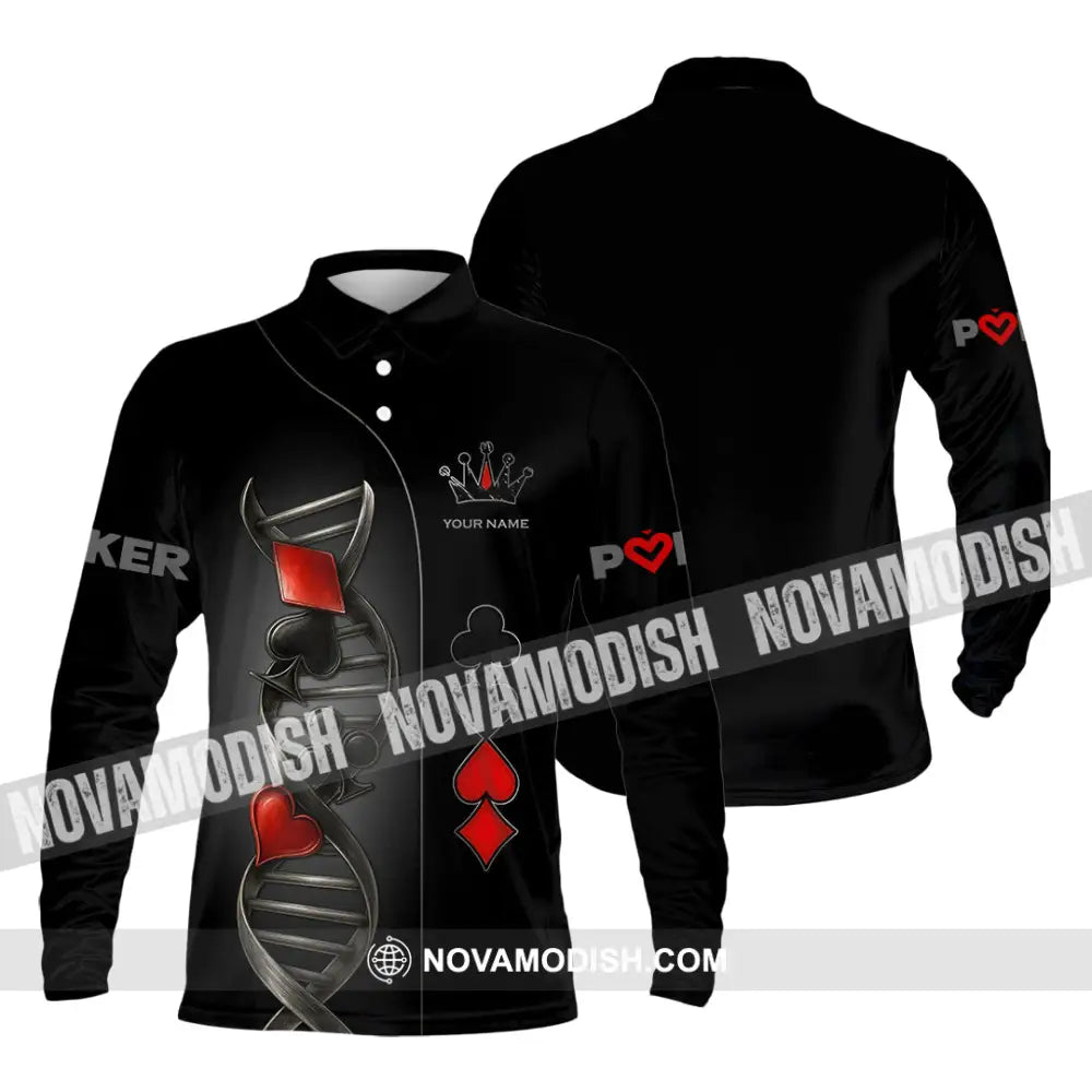 Unisex Shirt - Custom Poker Lover Classic Shirt In My DNA Long Sleeve Polo / S T-shirt