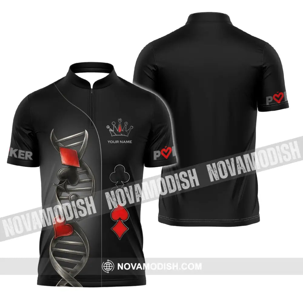 Unisex Shirt - Custom Poker Lover Classic Shirt In My DNA Zipper Polo Shirt / S T-shirt