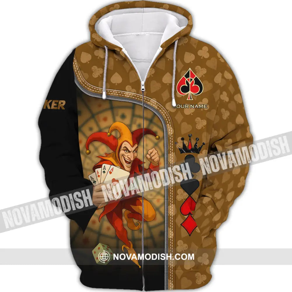 Unisex Shirt - Custom Poker Lover Shirt Poker Player Zipper Hoodie / S T-shirt