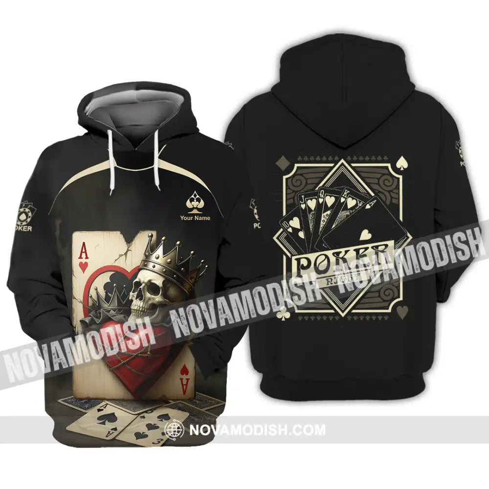 Unisex Shirt - Custom Poker Lover Shirt Skeleton Poker Cards Hoodie / S T-shirt