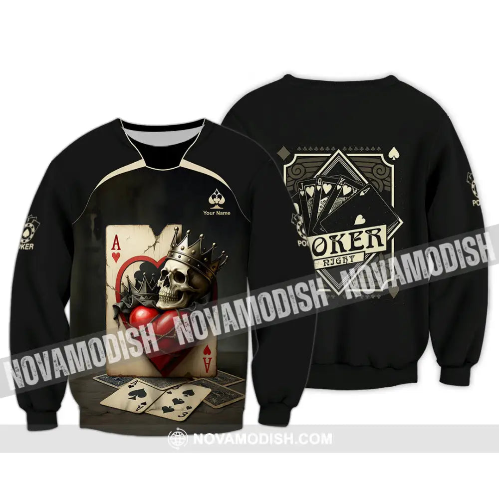 Unisex Shirt - Custom Poker Lover Shirt Skeleton Poker Cards Long Sleeve / S T-shirt