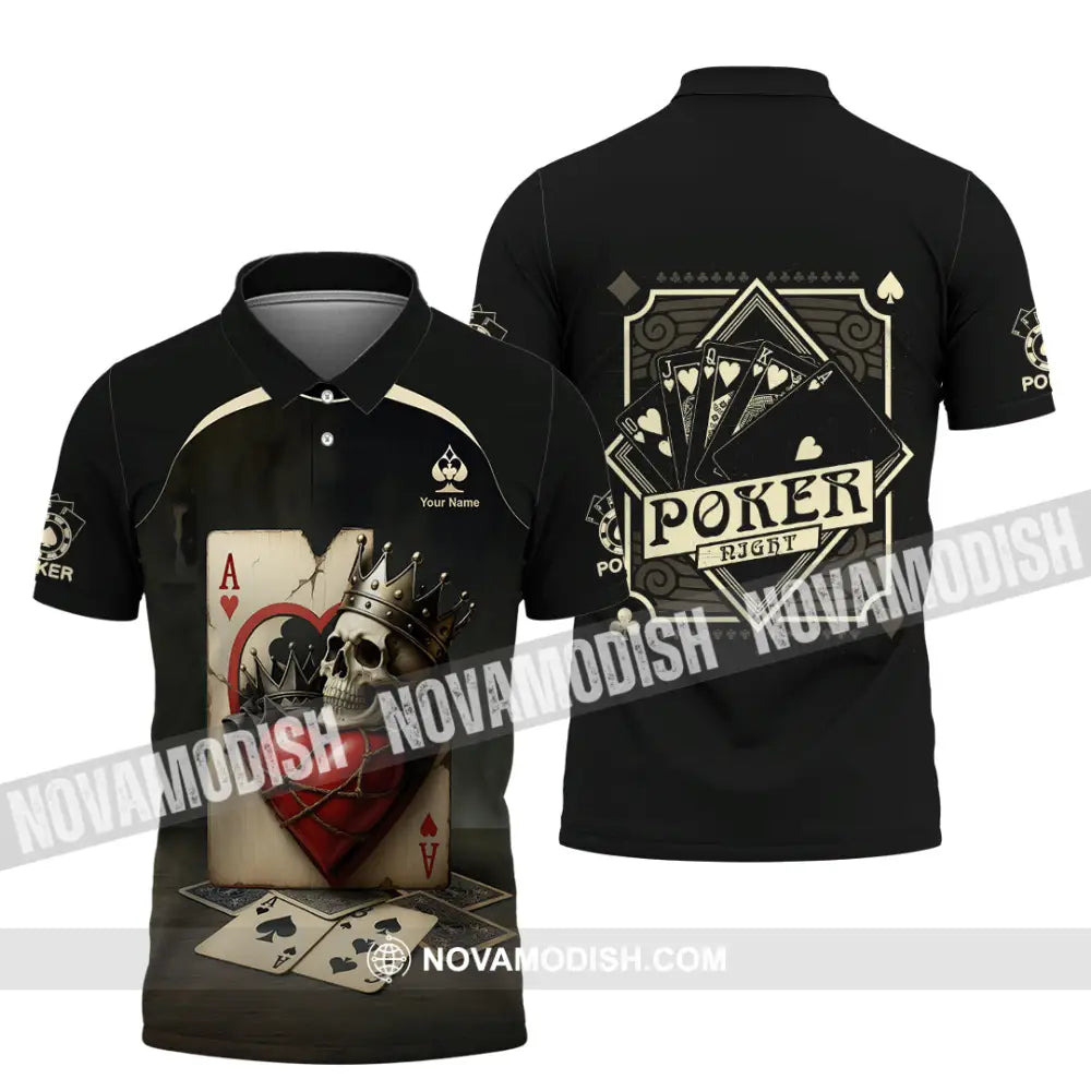Unisex Shirt - Custom Poker Lover Shirt Skeleton Poker Cards Polo Shirt / S T-shirt