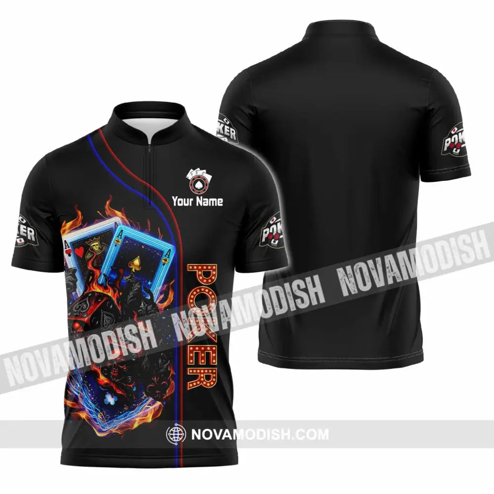 Unisex Shirt - Custom Poker Shirt - Zipper Polo Shirt / S - T-shirt