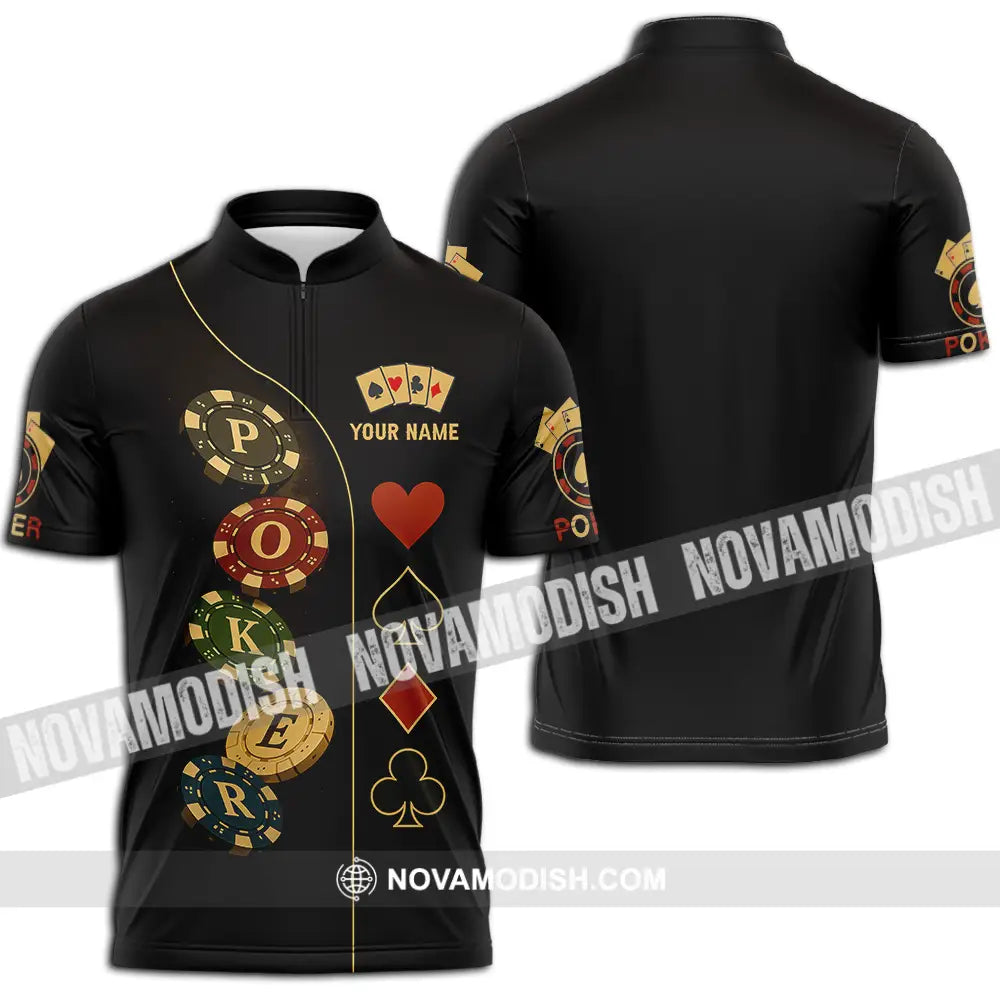 Unisex Shirt - Custom Poker Shirt Zipper Polo Shirt / S T-shirt