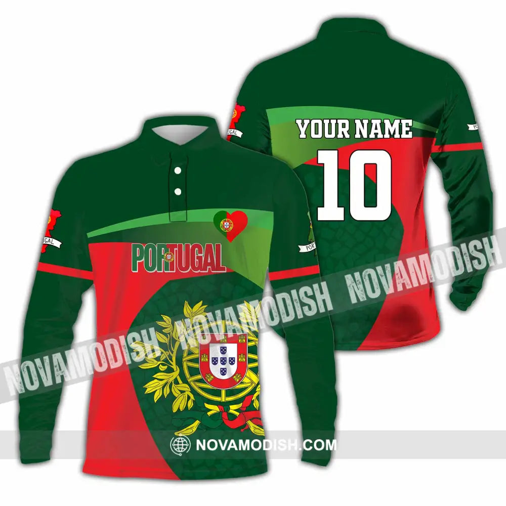 Unisex Shirt - Custom Portugal 3D Shirt Long Sleeve Polo / S T-shirt