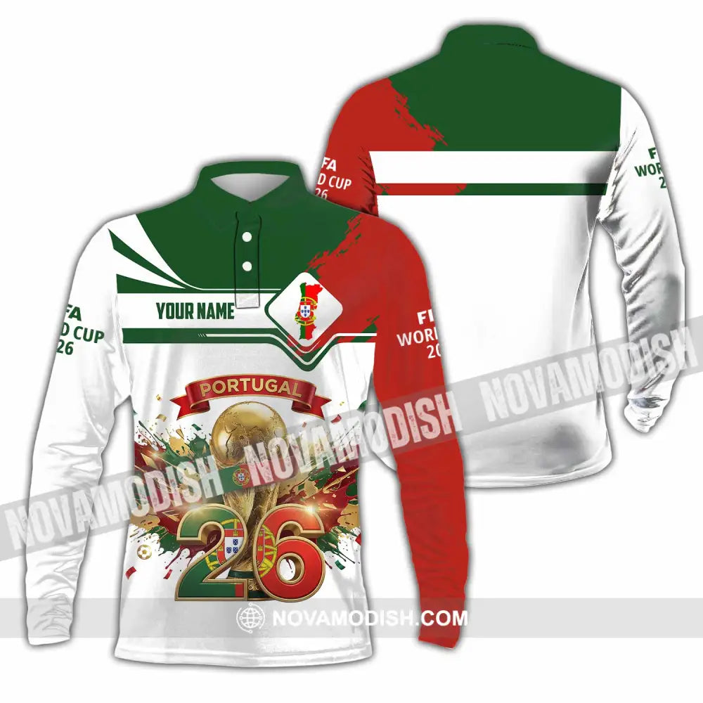 Unisex Shirt - Custom Portugal FIFA World Cup 2026 3D Shirt Long Sleeve Polo / S T-shirt