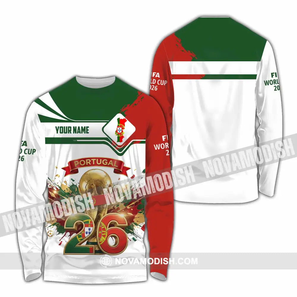 Unisex Shirt - Custom Portugal FIFA World Cup 2026 3D Shirt Long Sleeve Shirt / S T-shirt