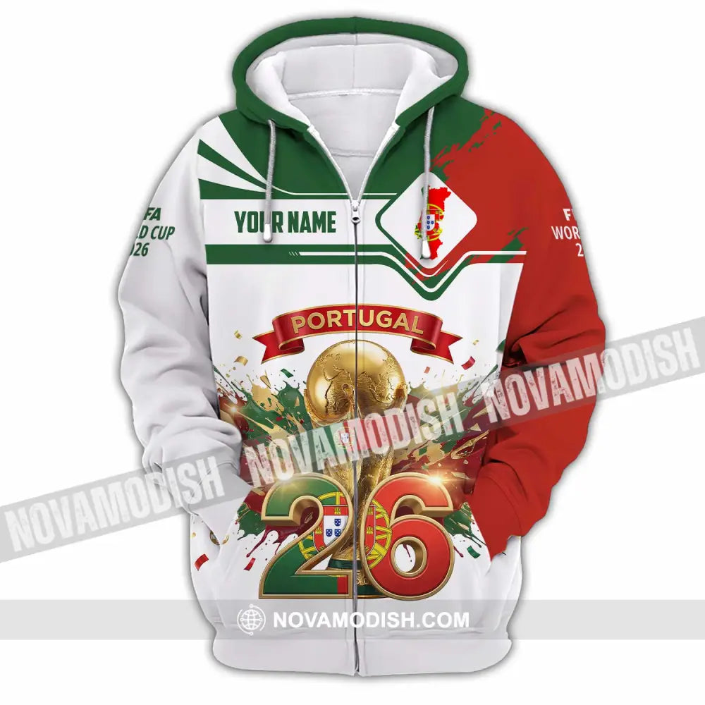 Unisex Shirt - Custom Portugal FIFA World Cup 2026 3D Shirt Zipper Hoodie / S T-shirt