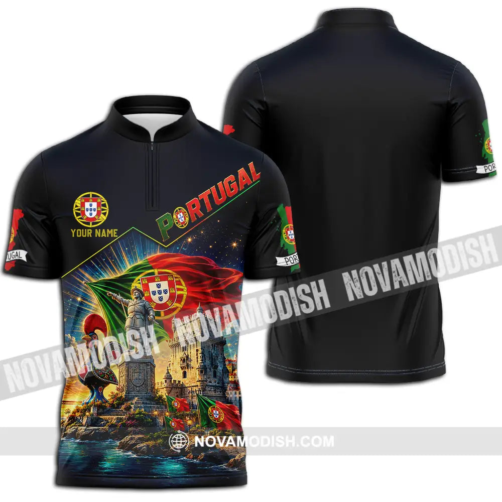 Unisex Shirt - Custom Portugal Shirt - Zipper Polo Shirt / S - T-shirt
