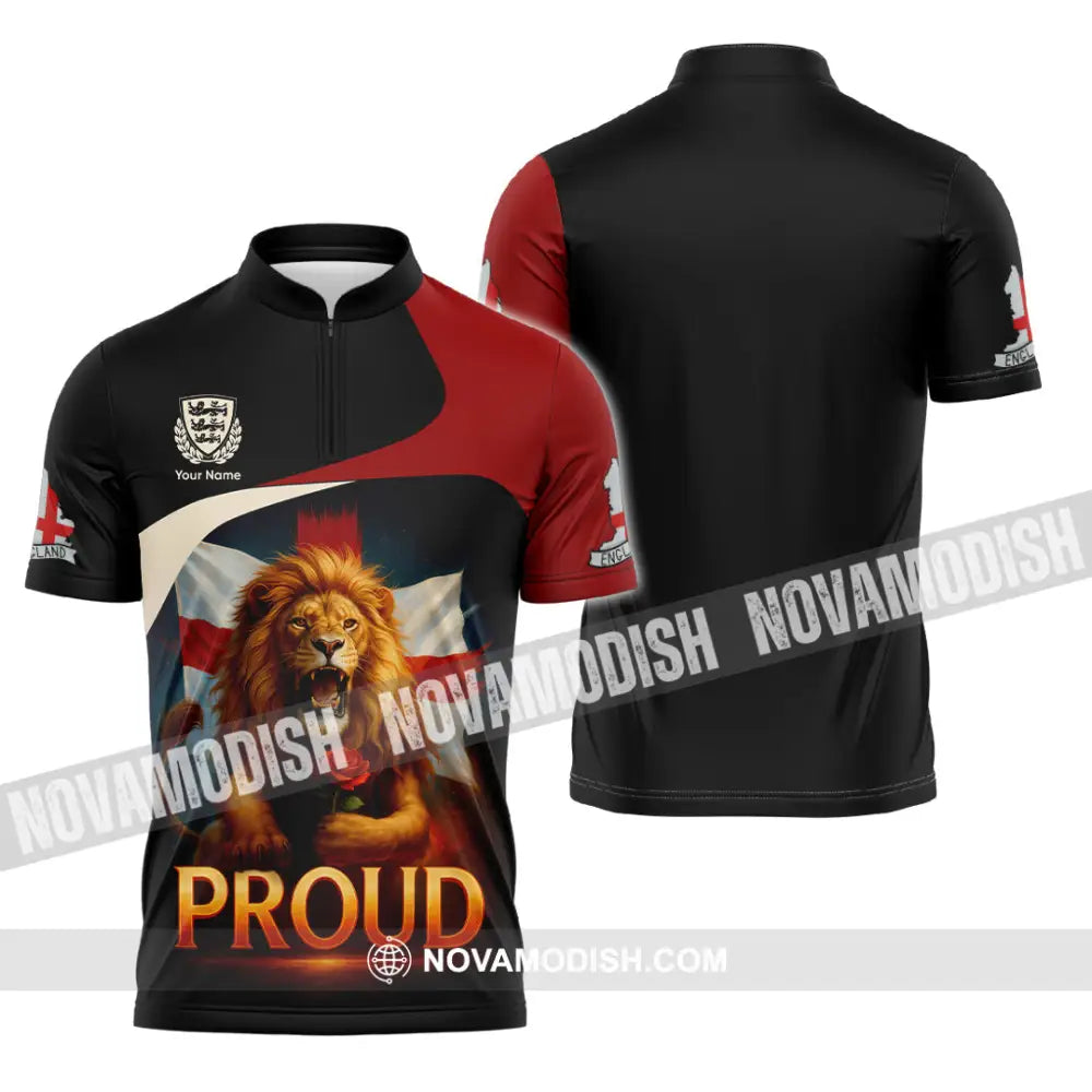 Unisex Shirt - Custom Proud England Shirt Zipper Polo Shirt / S T-shirt