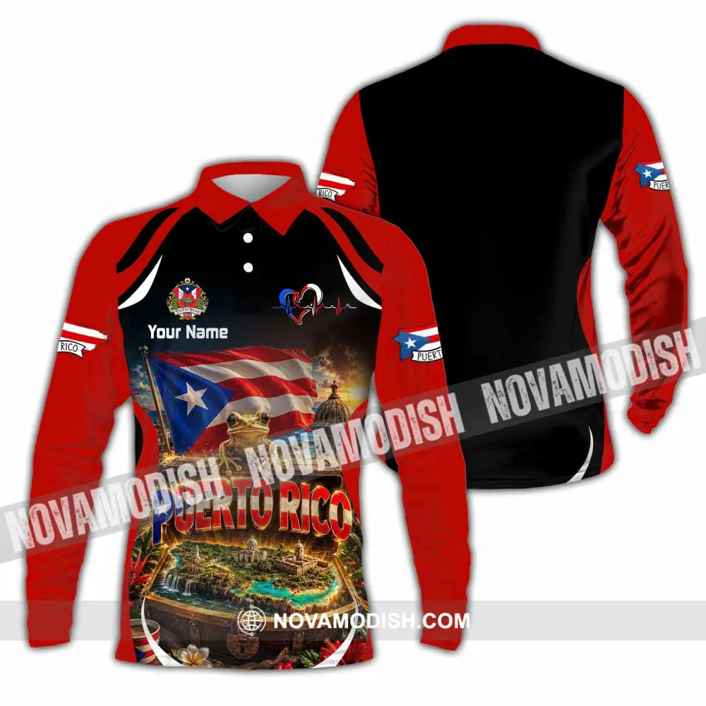 Unisex Shirt - Custom Puerto Rico Shirt - Long Sleeve Polo / S - T-shirt