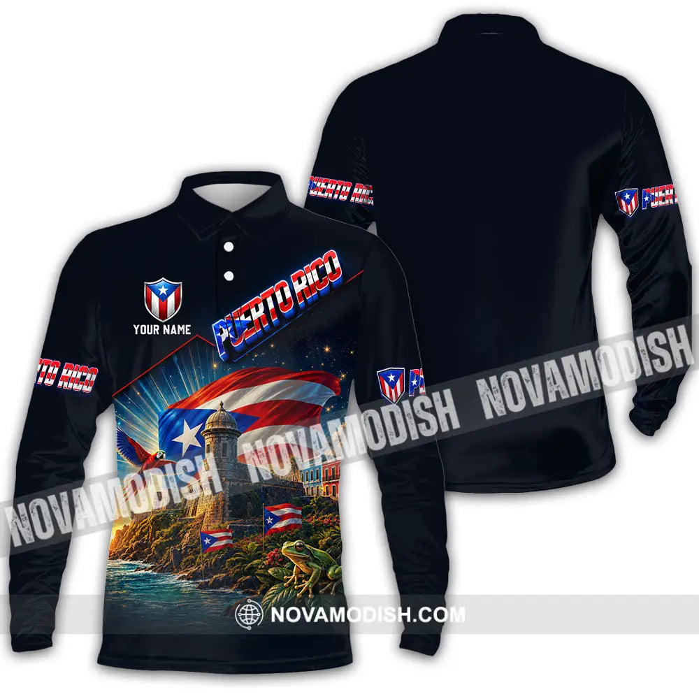 Unisex Shirt - Custom Puerto Rico Shirt - Long Sleeve Polo / S - T-shirt