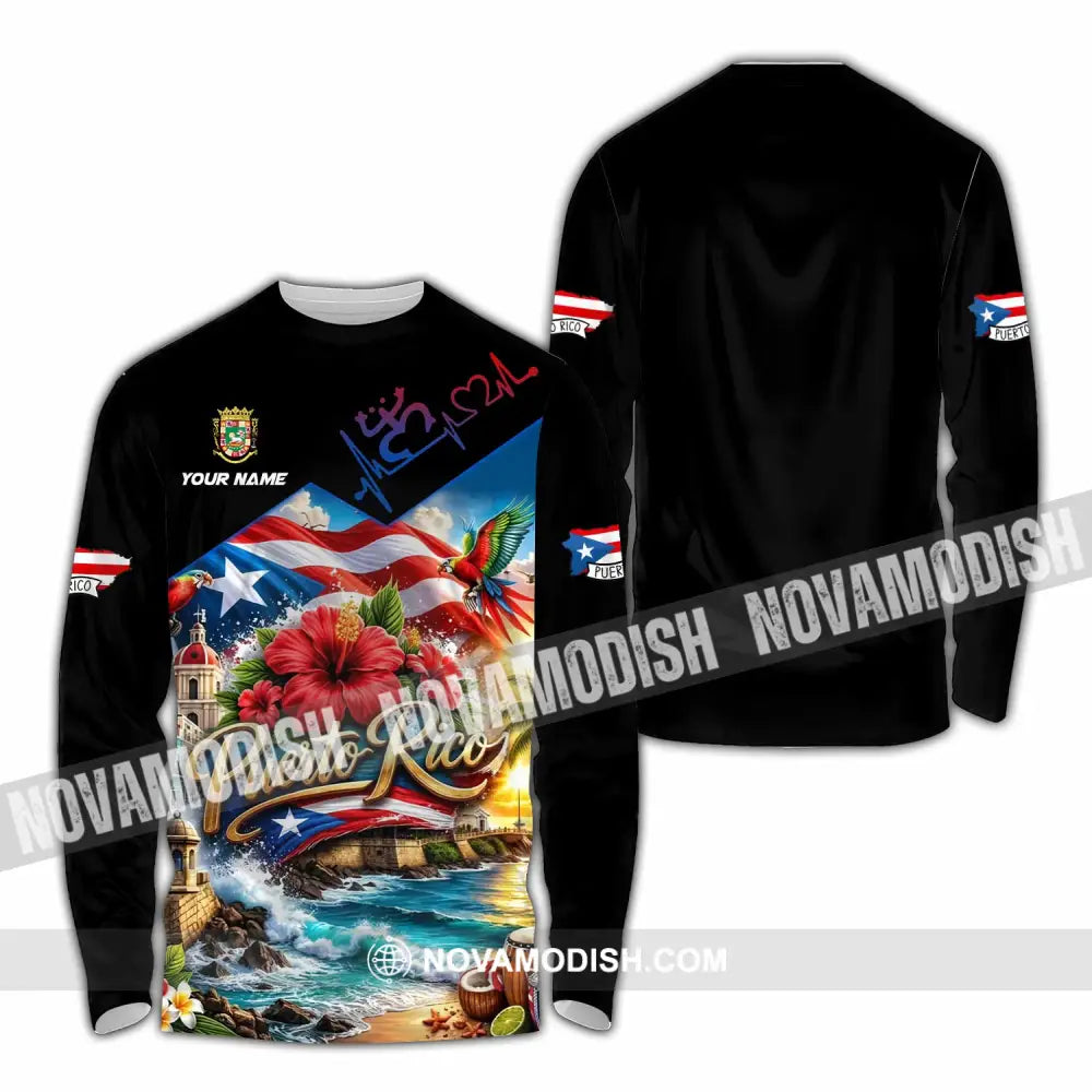 Unisex Shirt - Custom Puerto Rico Shirt - Long Sleeve Shirt / S - T-shirt