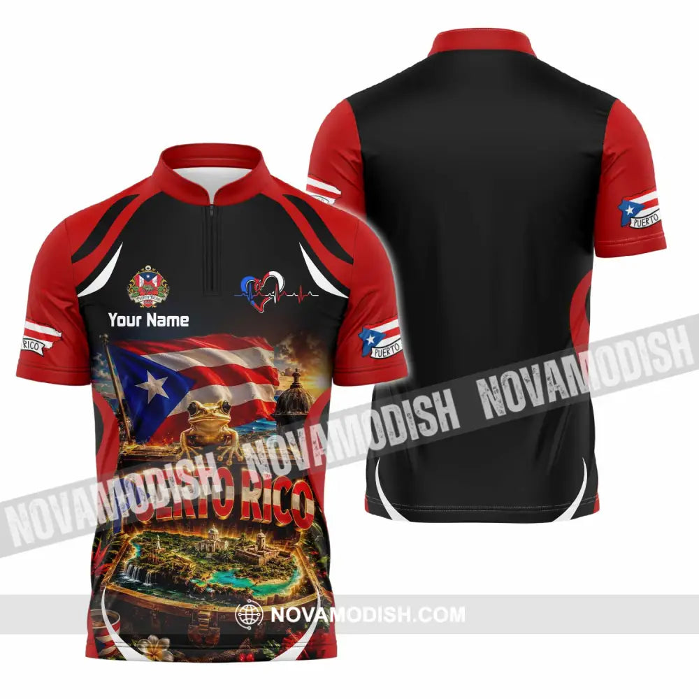 Unisex Shirt - Custom Puerto Rico Shirt - Zipper Polo Shirt / S - T-shirt