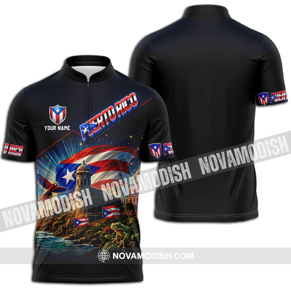 Unisex Shirt - Custom Puerto Rico Shirt - Zipper Polo Shirt / S - T-shirt