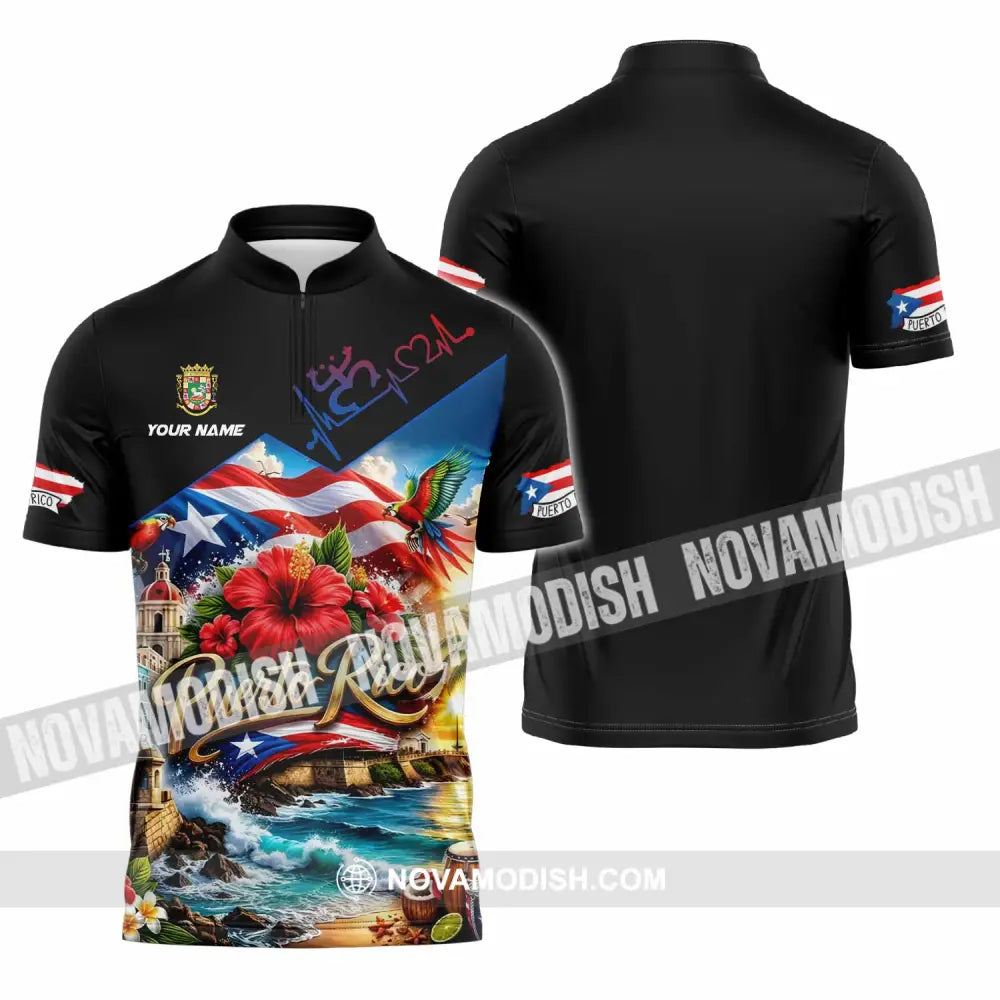 Unisex Shirt - Custom Puerto Rico Shirt - Zipper Polo Shirt / S - T-shirt