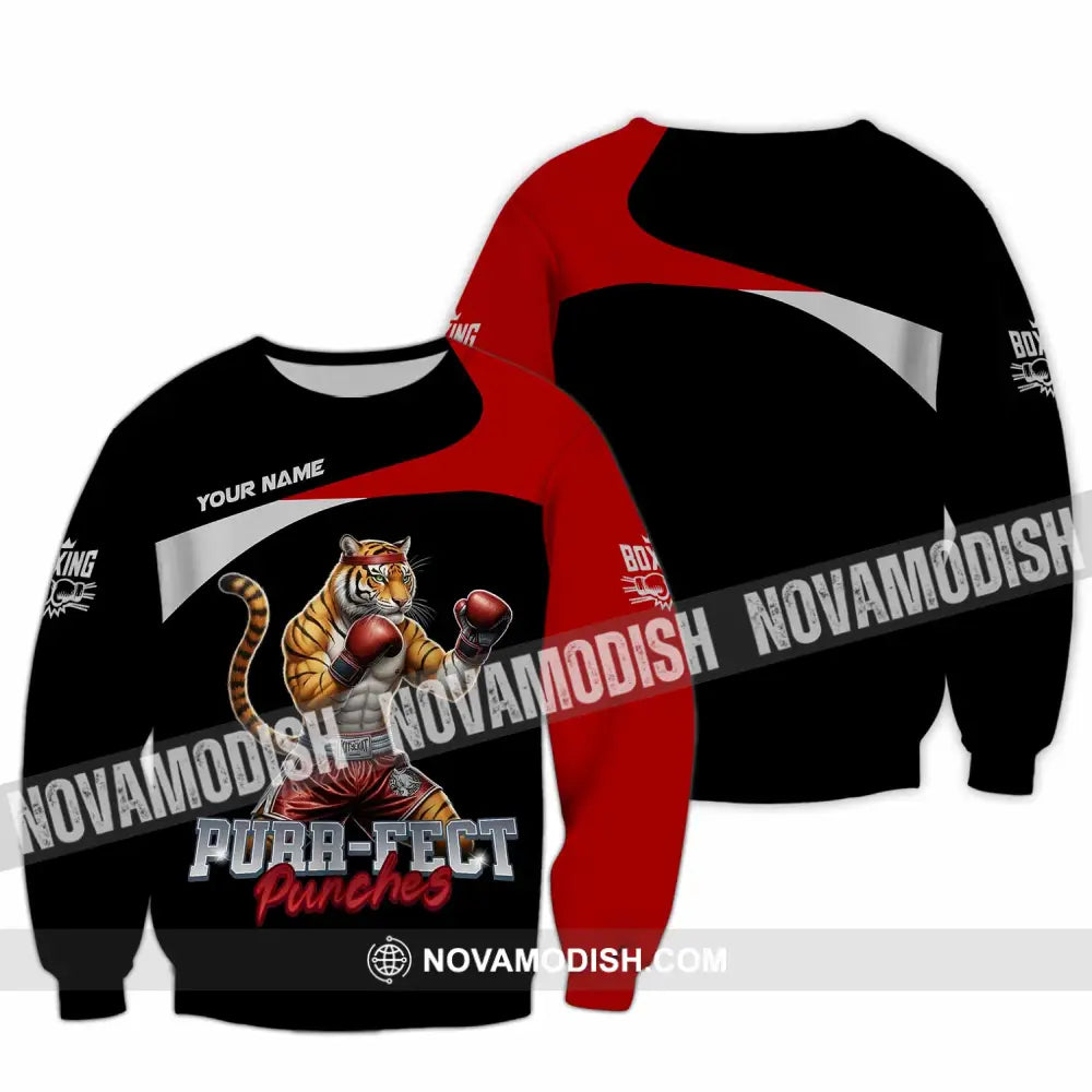 Unisex Shirt - Custom Purr-fect Punches Boxing 3D Shirt Long Sleeve / S T-shirt