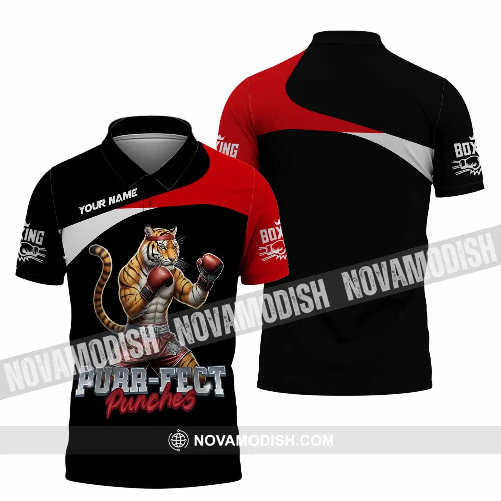 Unisex Shirt - Custom Purr-fect Punches Boxing 3D Shirt Polo Shirt / S T-shirt