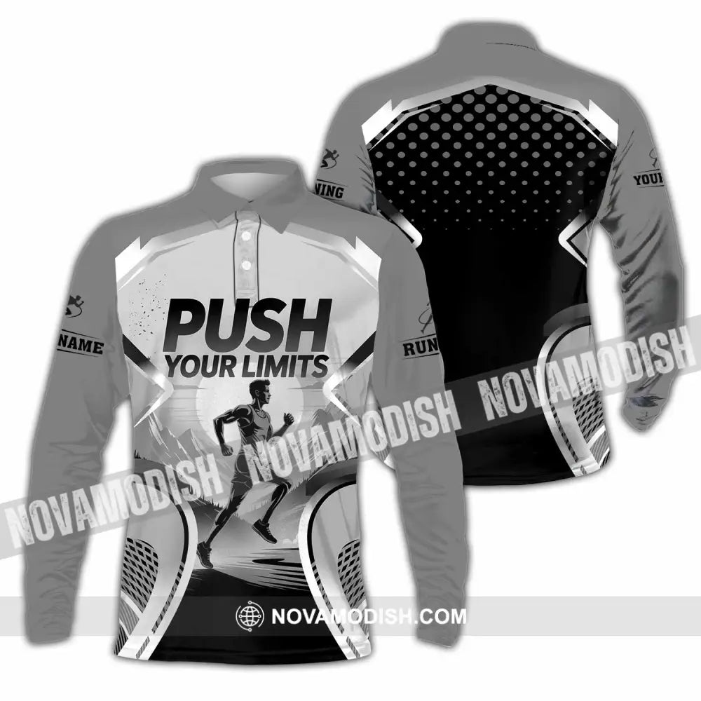 Unisex Shirt - Custom Push Your Limits Running 3D Shirt - Long Sleeve Polo / S - T-shirt