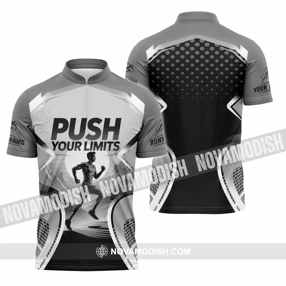 Unisex Shirt - Custom Push Your Limits Running 3D Shirt - Zipper Polo Shirt / S - T-shirt
