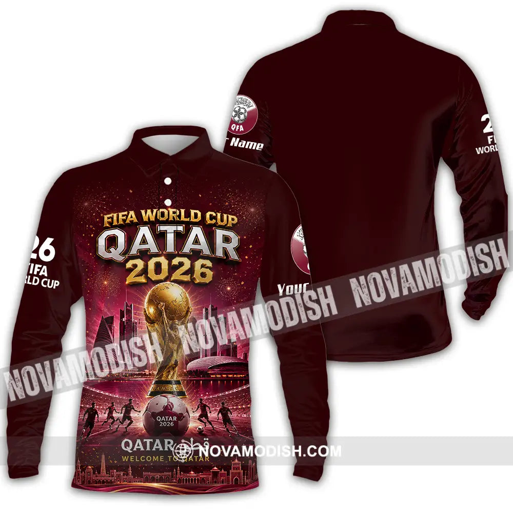 Unisex Shirt - Custom Qatar World Cup 2026 Shirt - Long Sleeve Polo / S - T-shirt