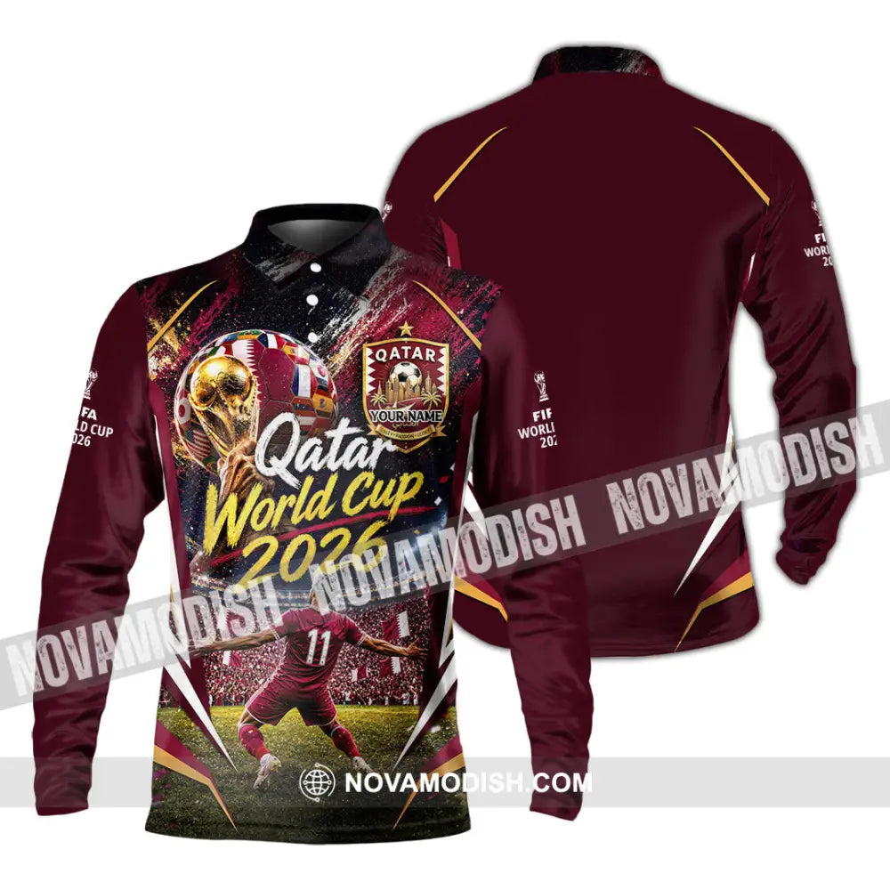 Unisex Shirt - Custom Qatar World Cup 2026 Shirt - Long Sleeve Polo / S - T-shirt