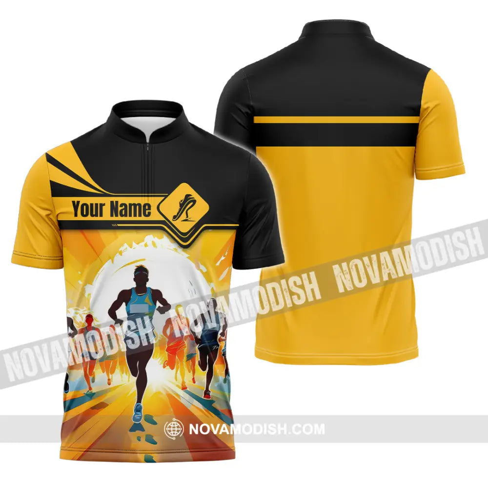 Unisex Shirt - Custom Ready To Run Love Marathon Running Shirt Zipper Polo Shirt / S T-shirt