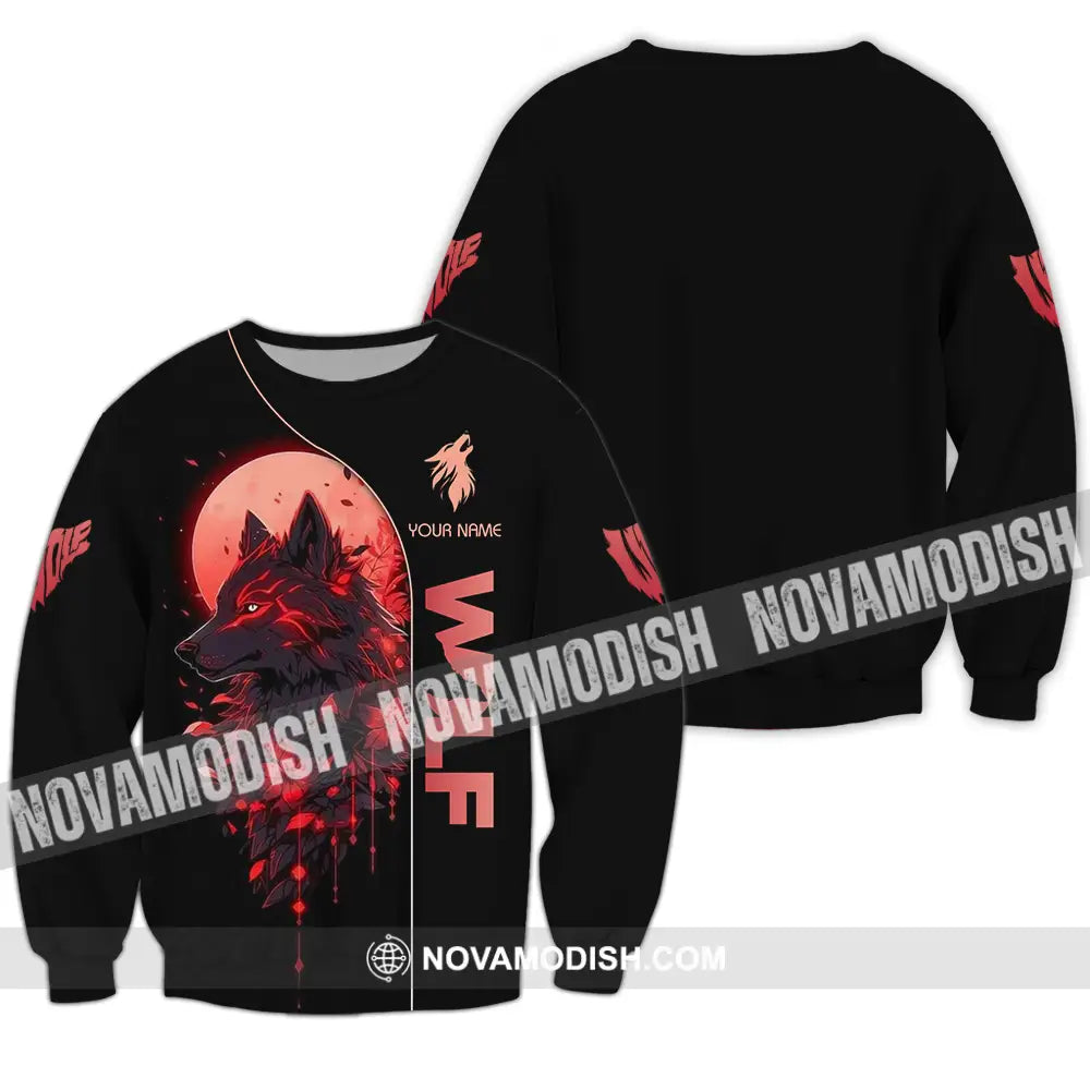 Unisex Shirt - Custom Red Wolf 3D Shirt Long Sleeve / S T-shirt