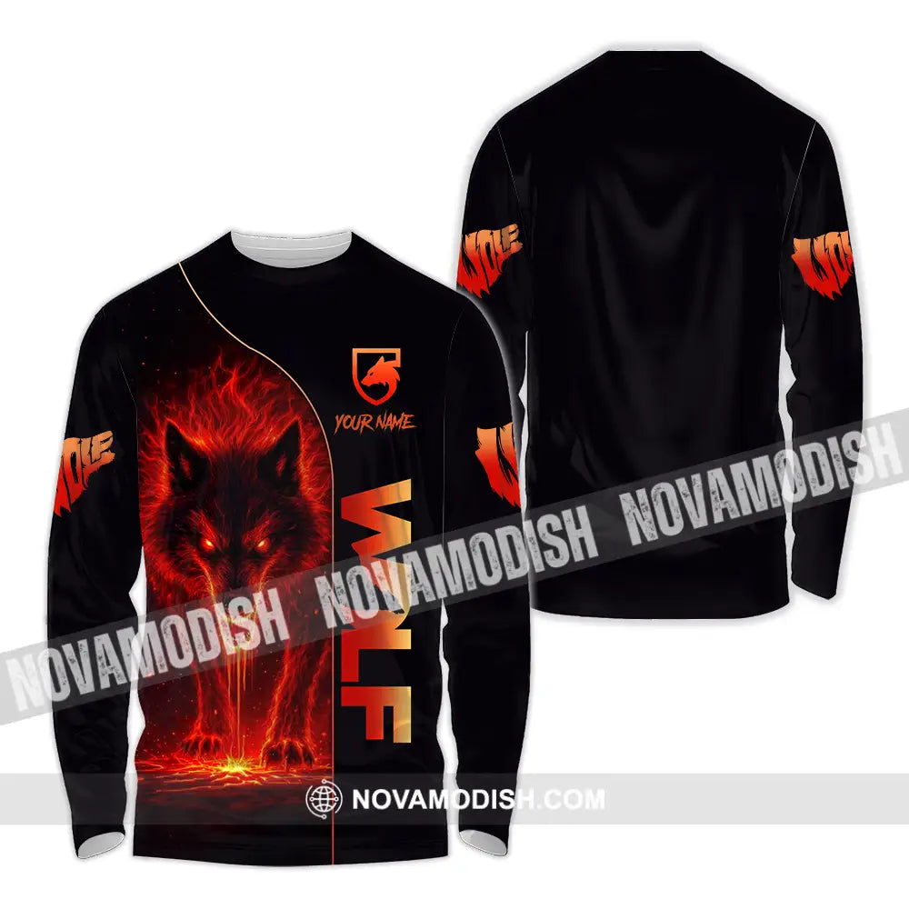 Unisex Shirt - Custom Red Wolf 3D Shirt Long Sleeve Shirt / S T-shirt