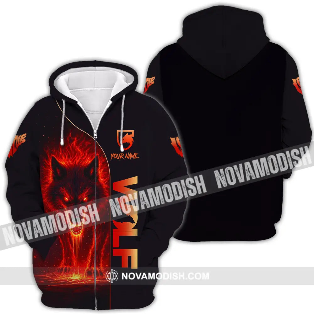 Unisex Shirt - Custom Red Wolf 3D Shirt Zipper Hoodie / S T-shirt