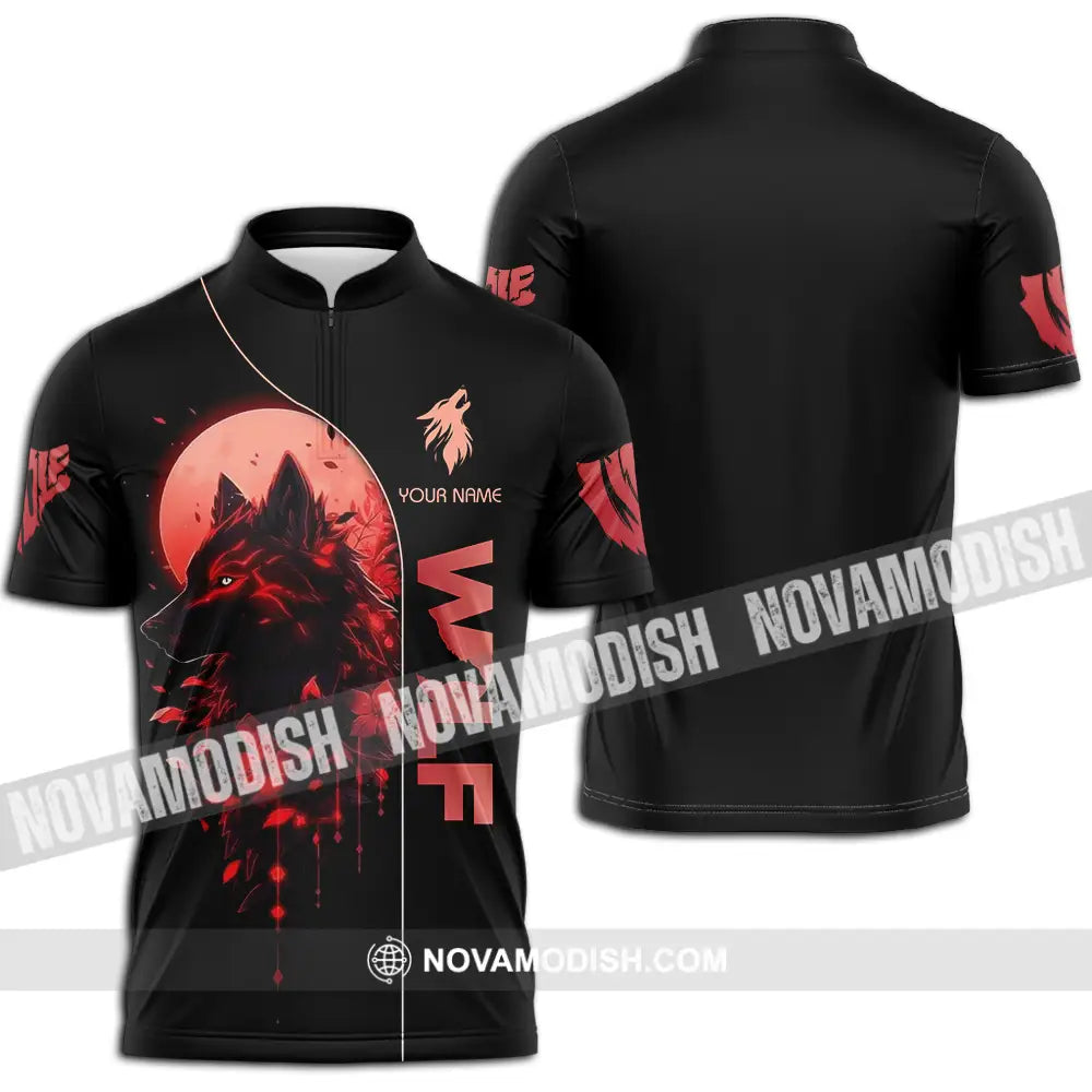 Unisex Shirt - Custom Red Wolf 3D Shirt Zipper Polo Shirt / S T-shirt