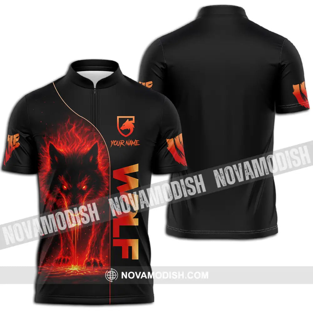 Unisex Shirt - Custom Red Wolf 3D Shirt Zipper Polo Shirt / S T-shirt